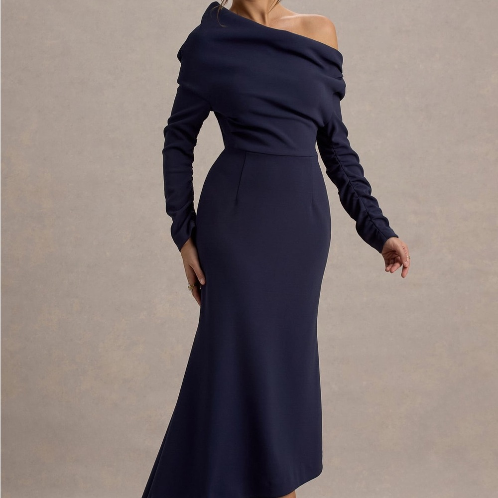 Club L London LOU Asymmetrical Navy Dress